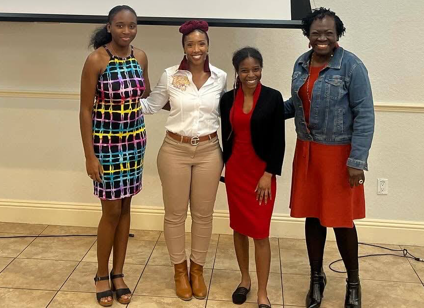 Jazzmine Anderson (Criminal Justice Freshman & 400 Years of African American History Commission IFFML Service Ambassador), Dr. Kideste Yusef (Criminal Justice Department Chair & National Coordinator, IFFML), Courtney Williams (Criminal Justice Senior & 400 Years of African American History Commission IFFML Service Ambassador) and Dr. Karlene Blackman, Assistant Professor of Criminal Justice, B-CU Site Coordinator for IFFML.
