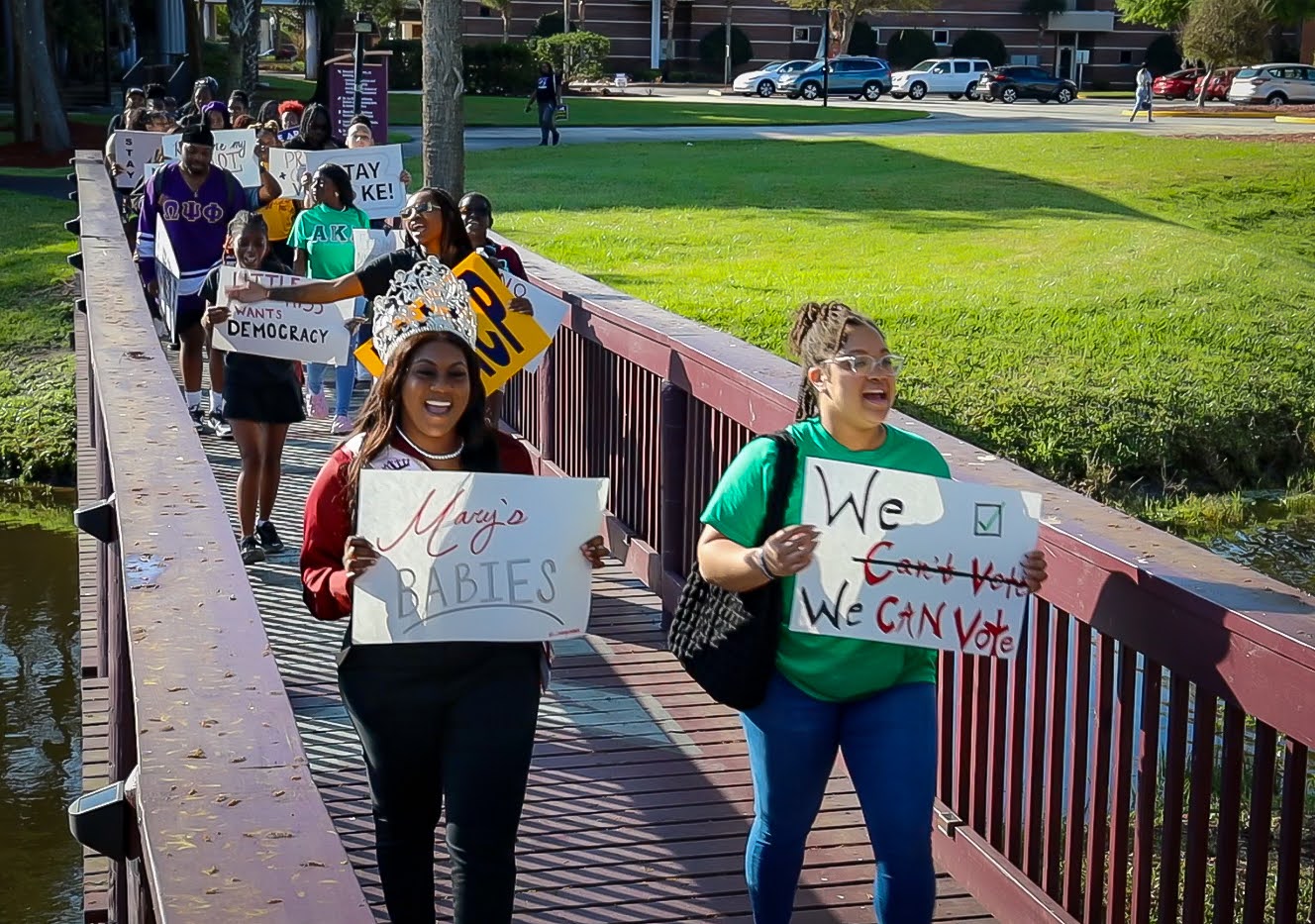 Students 'March Like Mary' in Campus Voter Registration Drive